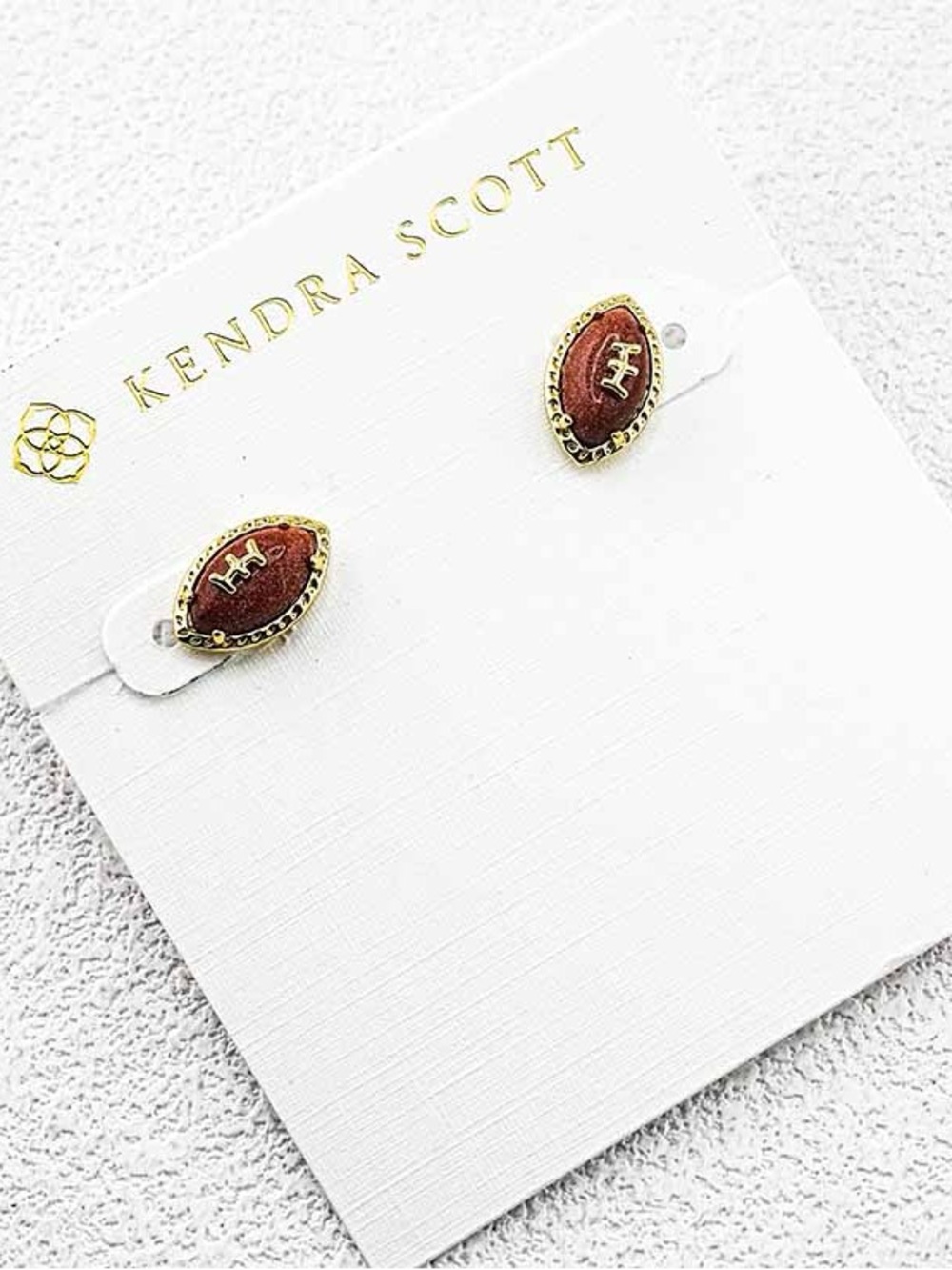 Kendra Scott Brown and Gold Football Stud Earrings